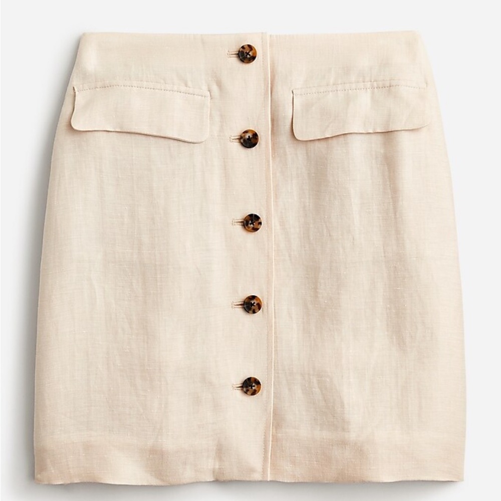 Jcrew Button-front linen-cupro blend skirt